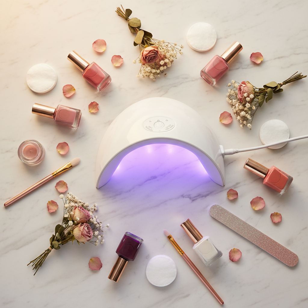 Lampe UV - flat lay beauté